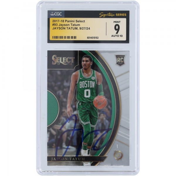 Jayson Tatum Boston Celtics Autographed 2017-18 Panini Select #93 CGC Fanatics Witnessed Authenticated 9/10 Rookie Card