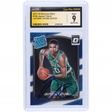 Jayson Tatum Boston Celtics Autographed 2017-18 Panini Donruss Optic Rated Rookie #198 CGC Fanatics Witnessed Authenticated 9/10 Rookie Card