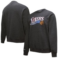 Philadelphia 76ers Black Hardwood Classics Blackout Collection Snow Washed Pullover Sweatshirt