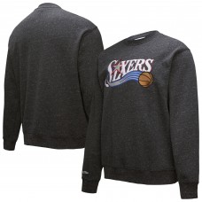 Philadelphia 76ers Black Hardwood Classics Blackout Collection Snow Washed Pullover Sweatshirt