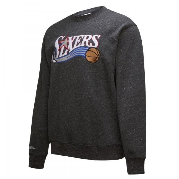 Philadelphia 76ers Black Hardwood Classics Blackout Collection Snow Washed Pullover Sweatshirt