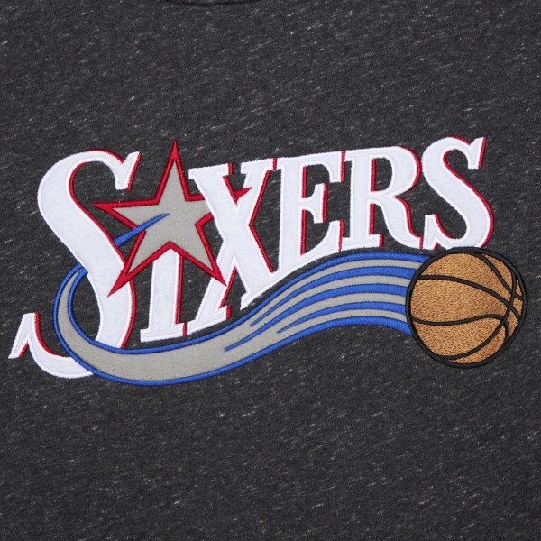 Philadelphia 76ers Black Hardwood Classics Blackout Collection Snow Washed Pullover Sweatshirt