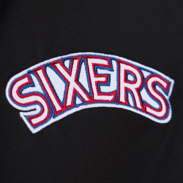 Philadelphia 76ers Black Hardwood Classics Blackout Collection Satin Full-Zip Jacket