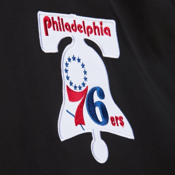 Philadelphia 76ers Black Hardwood Classics Blackout Collection Satin Full-Zip Jacket