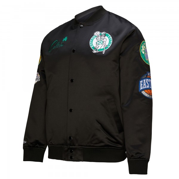 Кофта на молнии Boston Celtics Hardwood Classics Blackout Collection Satin - Black