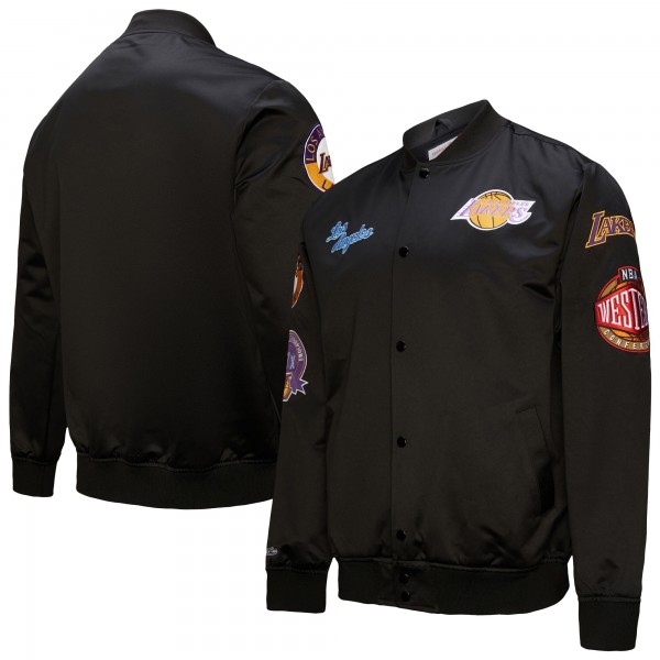 Бомбер Los Angeles Lakers Mitchell & Ness Blackout Collection Vintage Satin - Black