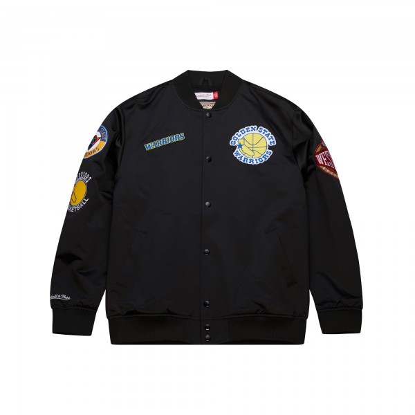 Куртка на кнопках Golden State Warriors Mitchell & Ness Black Blackout Collection Vintage Satin