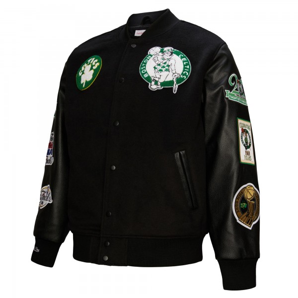 Бомбер Boston Celtics Mitchell & Ness Hardwood Classics Blackout Collection Varsity - Black