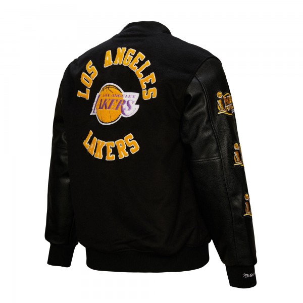 Бомбер Los Angeles Lakers Mitchell & Ness Hardwood Classics Blackout Collection Varsity - Black