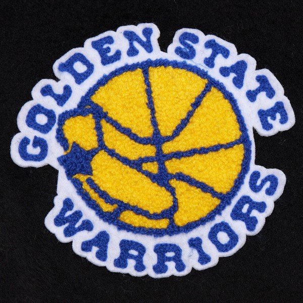 Golden State Warriors Mitchell & Ness Black Hardwood Classics Blackout Collection Full-Snap Varsity Jacket