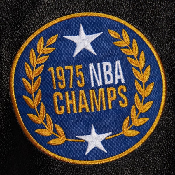 Golden State Warriors Mitchell & Ness Black Hardwood Classics Blackout Collection Full-Snap Varsity Jacket