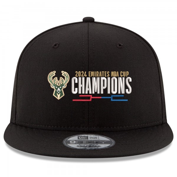 Бейсболка Milwaukee Bucks New Era Black 2024 NBA Cup Champions 9FIFTY Snapback