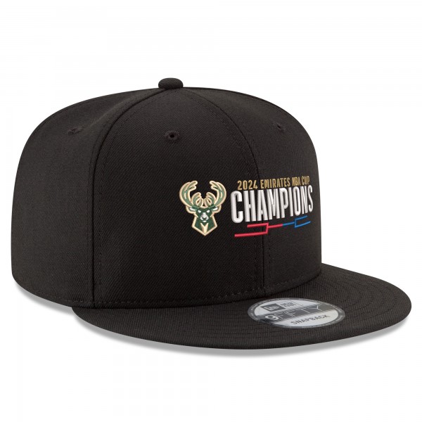 Бейсболка Milwaukee Bucks New Era Black 2024 NBA Cup Champions 9FIFTY Snapback