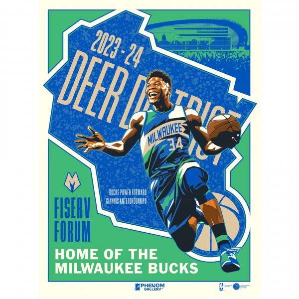 Milwaukee Bucks Giannis Antetokounmpo Phenom Gallery City Edition 18 x 24 Serigraph