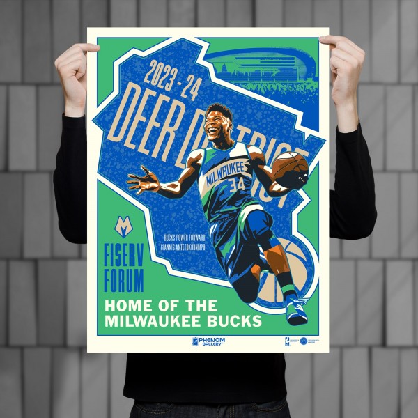 Milwaukee Bucks Giannis Antetokounmpo Phenom Gallery City Edition 18 x 24 Serigraph