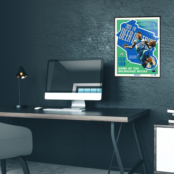 Milwaukee Bucks Giannis Antetokounmpo Phenom Gallery City Edition 18 x 24 Deluxe Framed Serigraph
