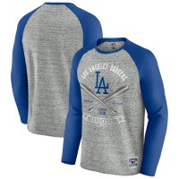 Los Angeles Dodgers Darius Rucker Collection by Fanatics Heather Gray Raw Edge Raglan Long Sleeve Baseball T-Shirt