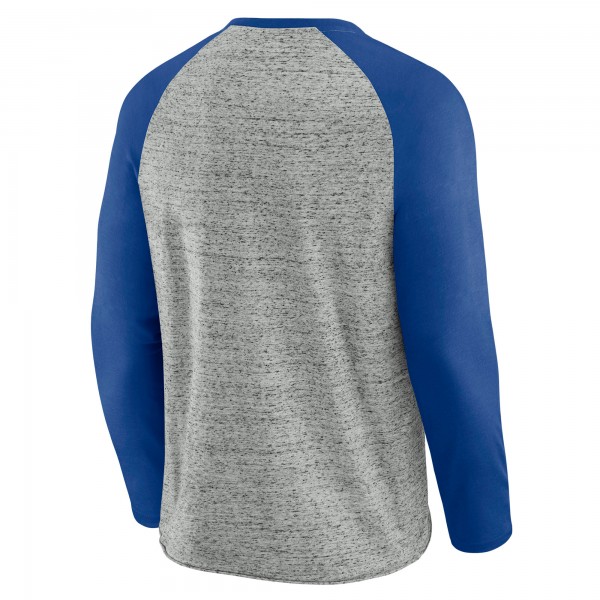 Los Angeles Dodgers Darius Rucker Collection by Fanatics Heather Gray Raw Edge Raglan Long Sleeve Baseball T-Shirt