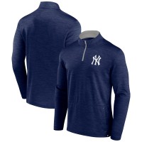New York Yankees Fanatics Heather Navy Fundamentals Quarter-Zip Pullover