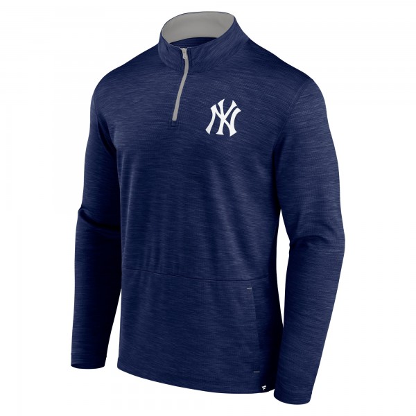 New York Yankees Fanatics Heather Navy Fundamentals Quarter-Zip Pullover