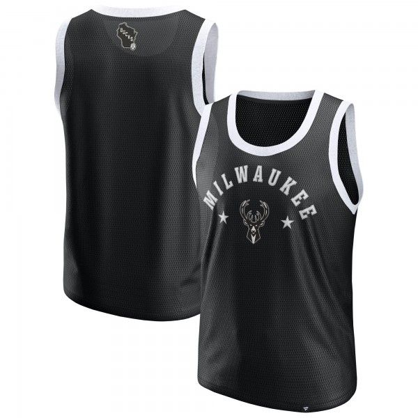 Milwaukee Bucks Fanatics Black Mesh Tank Top