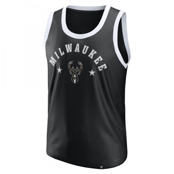 Milwaukee Bucks Fanatics Black Mesh Tank Top