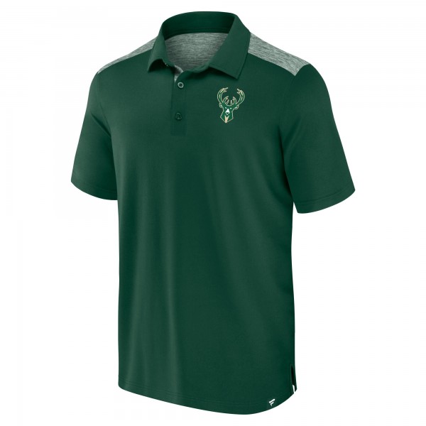 Milwaukee Bucks Fanatics Hunter Green Iconic Brushed Blocked Polo