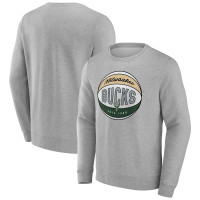 Milwaukee Bucks Fanatics Gray True Classics Hard Color Fleece Pullover Sweatshirt