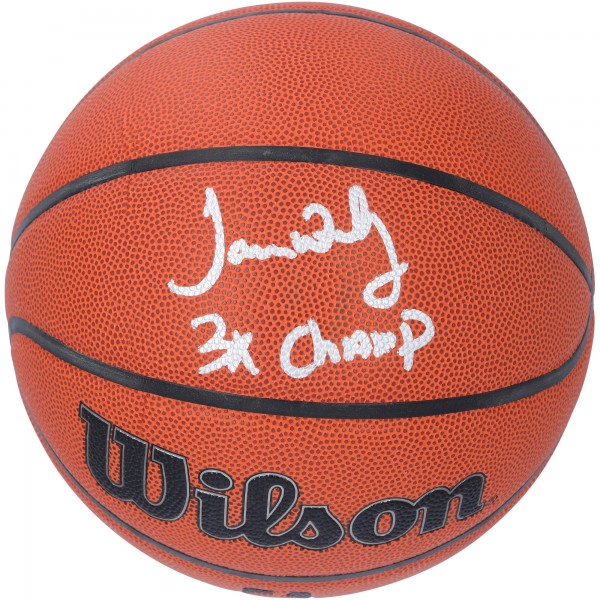 James Worthy Los Angeles Lakers Autographed Fanatics Authentic Wilson Authentic Series Indoor/Outdoor Basketball with 3x Champ Inscription