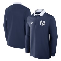 New York Yankees Nike Navy Rugby Long Sleeve Top