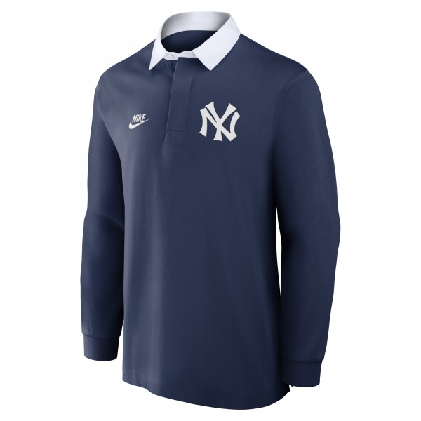New York Yankees Nike Navy Rugby Long Sleeve Top
