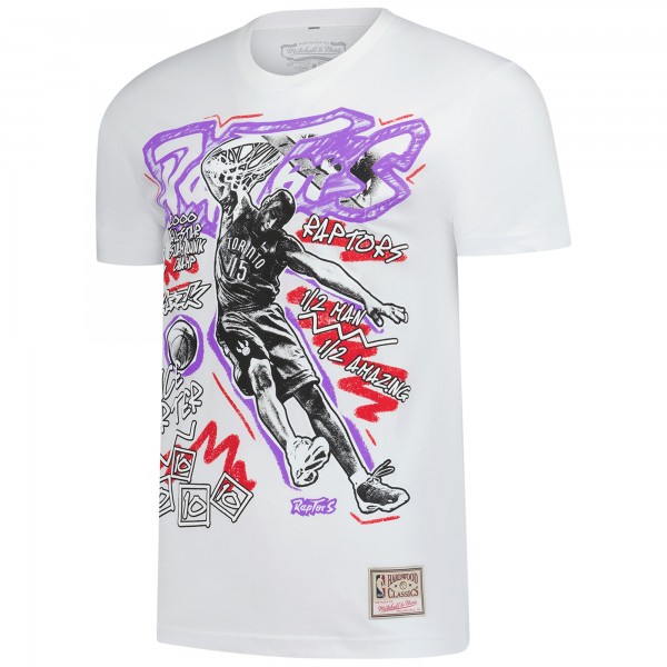 Toronto Raptors Vince Carter Mitchell & Ness White Hardwood Classics Chalked Up T-Shirt