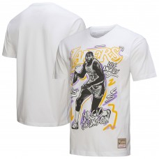 Футболка Los Angeles Lakers Magic Johnson Mitchell & Ness White Hardwood Classics Chalked Up