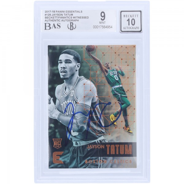 Jayson Tatum Boston Celtics Autographed 2017-18 Panini Essentials #129 Beckett Fanatics Witnessed Authenticated 9/10 Rookie Card