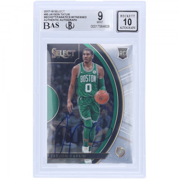 Jayson Tatum Boston Celtics Autographed 2017-18 Panini Select #93 Beckett Fanatics Witnessed Authenticated 9/10 Rookie Card