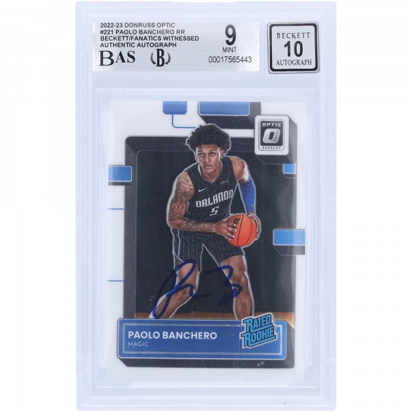 Paolo Banchero Orlando Magic Autographed 2022-23 Panini Donruss Optic #221 Beckett Fanatics Witnessed Authenticated 9/10 Rookie Card