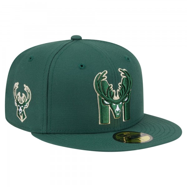Бейсболка Milwaukee Bucks New Era Hunter Green Deceptor 59FIFTY