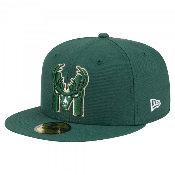 Бейсболка Milwaukee Bucks New Era Hunter Green Deceptor 59FIFTY