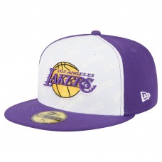 Бейсболка Los Angeles Lakers New Era White/Purple Repeat 59Fifty