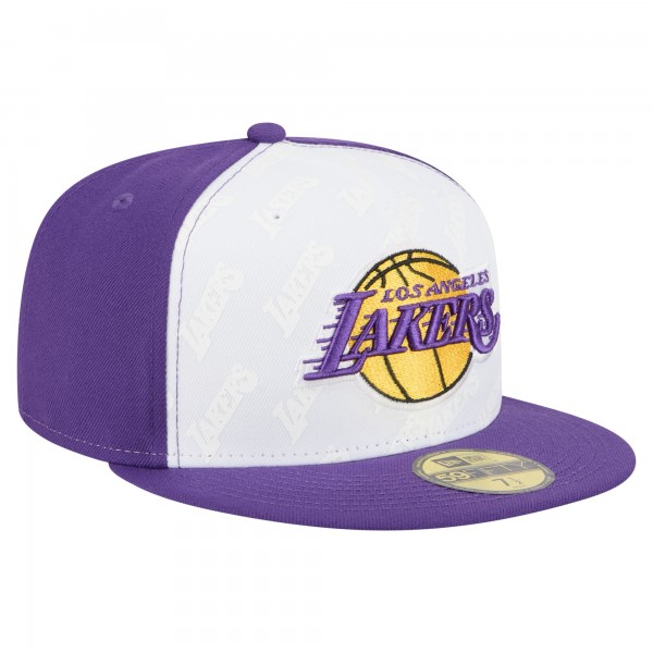 Бейсболка Los Angeles Lakers New Era White/Purple Repeat 59Fifty