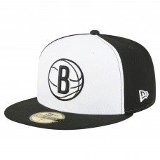 Бейсболка Brooklyn Nets New Era White/Black Repeat 59Fifty