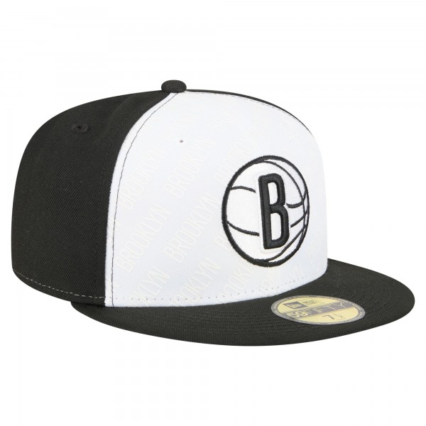 Бейсболка Brooklyn Nets New Era White/Black Repeat 59Fifty