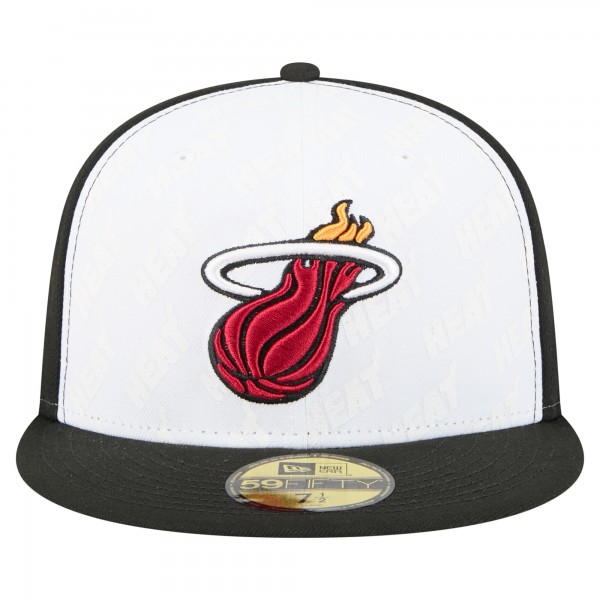 Бейсболка Miami Heat New Era White/Black Repeat 59Fifty