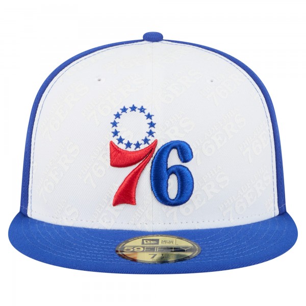 Бейсболка Philadelphia 76ers New Era White/Royal Repeat 59Fifty