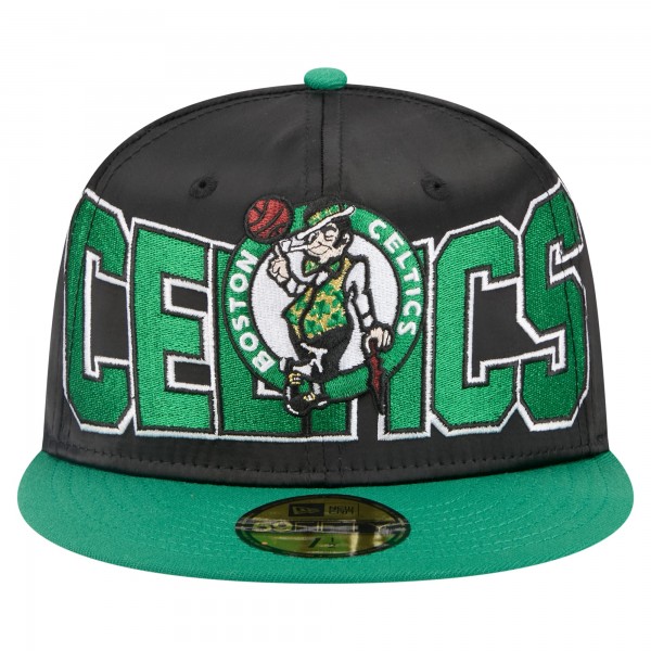 Бейсболка Boston Celtics New Era Black/Kelly Green Satin Two-Tone 59FIFTY