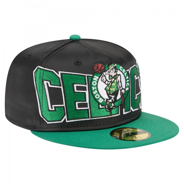 Бейсболка Boston Celtics New Era Black/Kelly Green Satin Two-Tone 59FIFTY