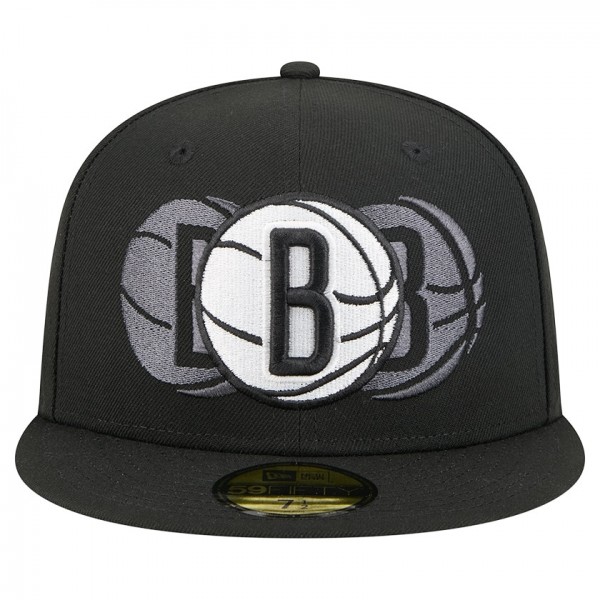 Бейсболка Brooklyn Nets New Era Black Tri-Hit 59Fifty