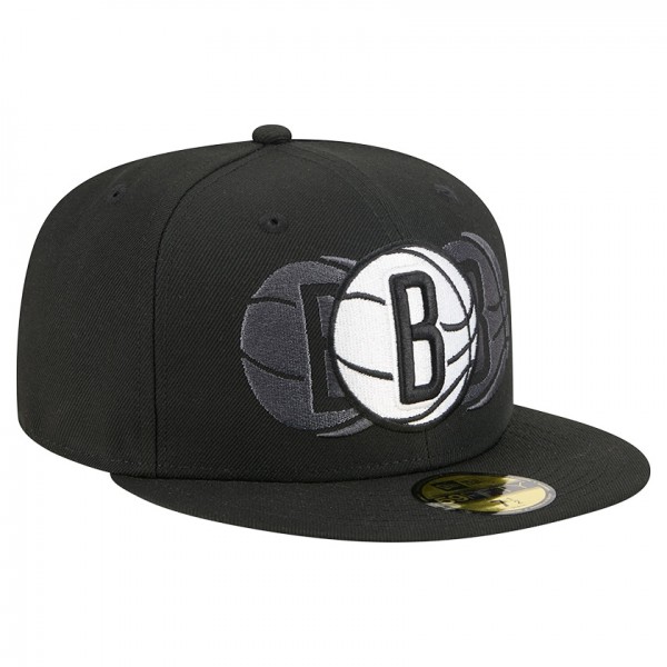 Бейсболка Brooklyn Nets New Era Black Tri-Hit 59Fifty
