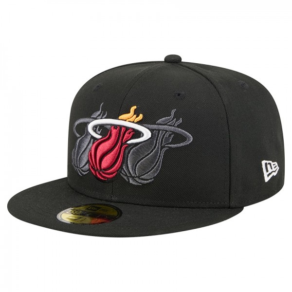 Бейсболка Miami Heat New Era Black Tri-Hit 59Fifty