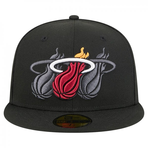 Бейсболка Miami Heat New Era Black Tri-Hit 59Fifty